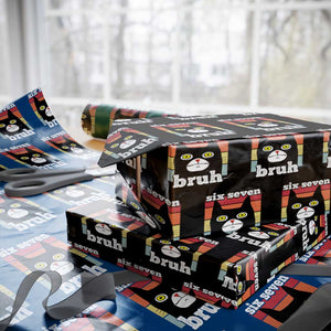 67 Bruh Meme Wrapping Paper Roll Funny Six Seven Black Cat TS14 Black Print Your Wear