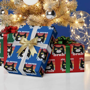 67 Bruh Meme Wrapping Paper Roll Funny Six Seven Black Cat TS14 Print Your Wear