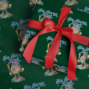67 Bruh Meme Wrapping Paper Roll Ice Cream Drip Baseball Sport TS14 Green Print Your Wear