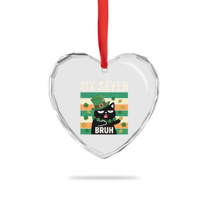 67 Bruh St Patricks Day Heart Crystal Glass Ornament Funny Cat Bruh Six Seven Meme TS14 Print Your Wear