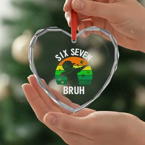 67 Bruh St Patricks Day Heart Crystal Glass Ornament Funny Six Seven Boys Kids Dabbing Meme TS14 Print Your Wear
