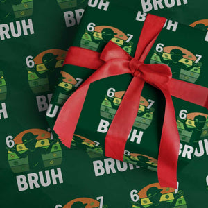 67 Bruh St Patricks Day Wrapping Paper Roll Funny Six Seven Boys Kids Meme TS14 Green Print Your Wear
