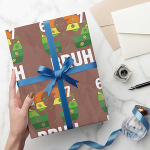 67 Bruh St Patricks Day Wrapping Paper Roll Funny Six Seven Boys Kids Meme TS14 Mocha Print Your Wear