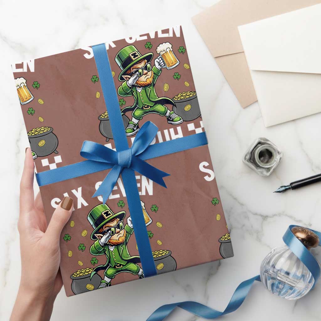 67 Bruh St Patricks Day Wrapping Paper Roll Funny Six Seven Leprechaun Bruh Meme TS14 Mocha Print Your Wear