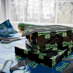 67 Bruh St Patricks Day Wrapping Paper Roll Funny Six Seven Shamrock Meme TS14 Black Print Your Wear