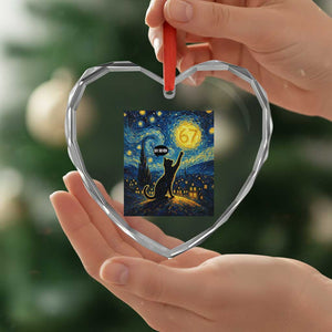 67 Cat Meme Heart Crystal Glass Ornament Funny Six Seven Cat Starry Night Van Gogh TS14 Print Your Wear