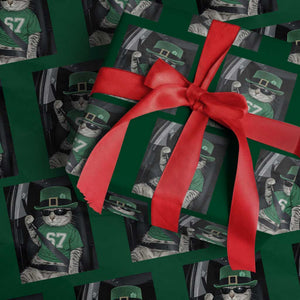 67 Cat St Patricks Day Wrapping Paper Roll Funny Cat Driver Leprechaun Meme TS14 Green Print Your Wear