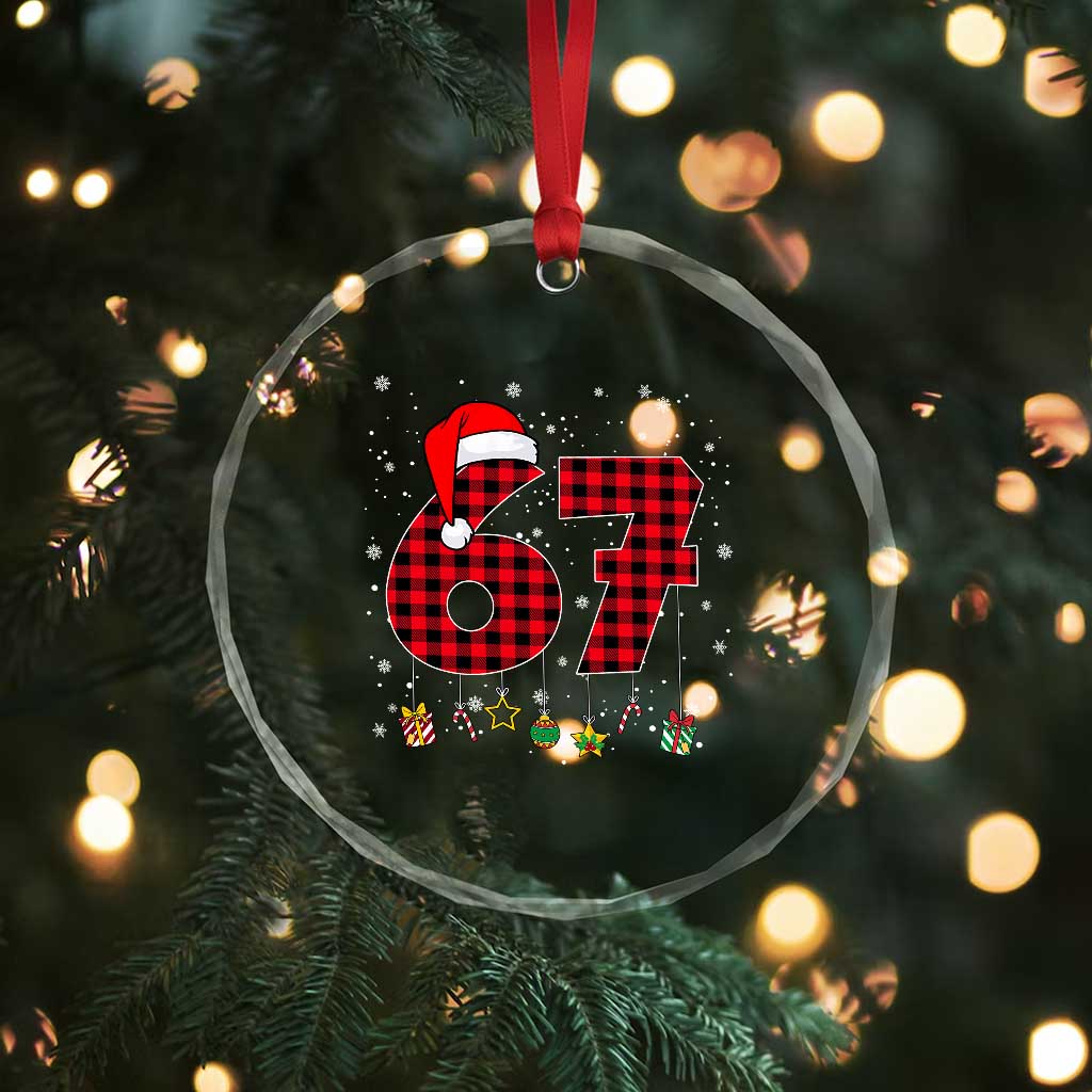 67 Christmas Crystal Glass Ornament Funny Six Seven 6 7 Meme Gen Alpha Slang TS10 Print Your Wear