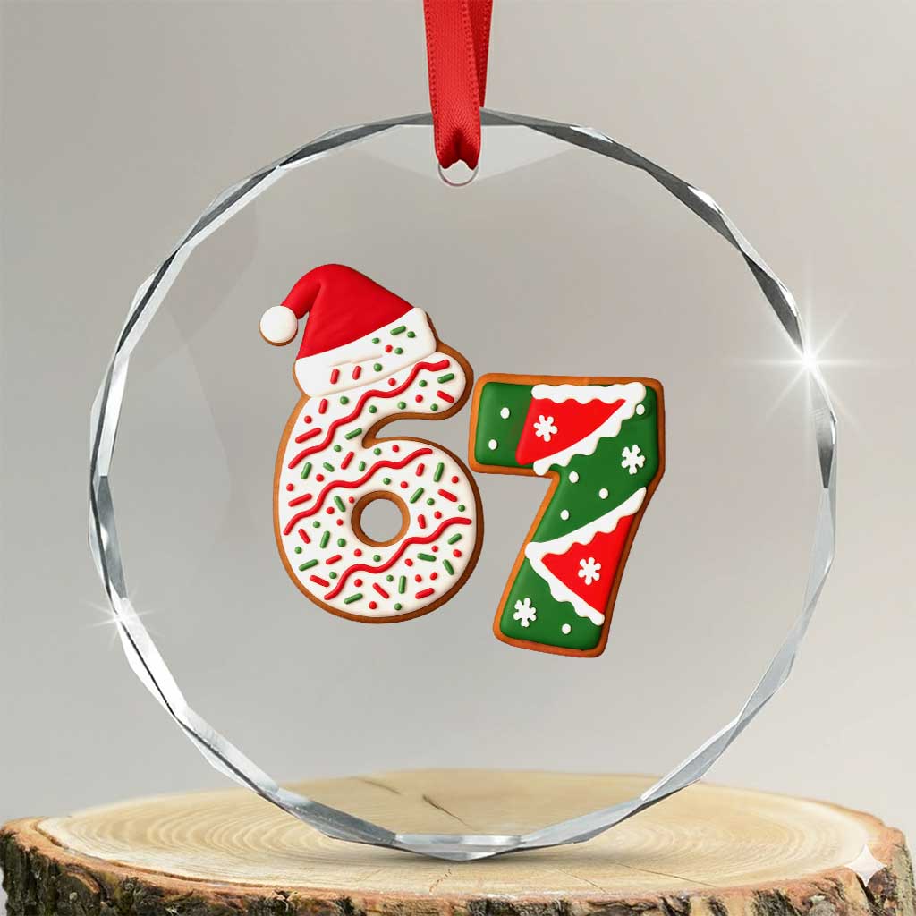 67 Christmas Crystal Glass Ornament Funny Six Seven 6 7 Meme Pajamas Gen Alpha Slang TS10 Transparent Glass 3'' Circle Print Your Wear
