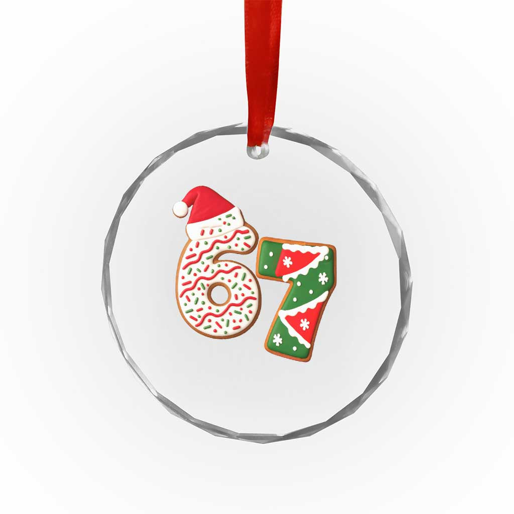 67 Christmas Crystal Glass Ornament Funny Six Seven 6 7 Meme Pajamas Gen Alpha Slang TS10 Print Your Wear