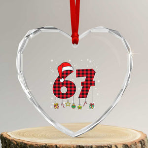 67 Christmas Heart Crystal Glass Ornament Funny Six Seven 6 7 Meme Gen Alpha Slang TS10 Transparent Glass 3'' Heart Print Your Wear