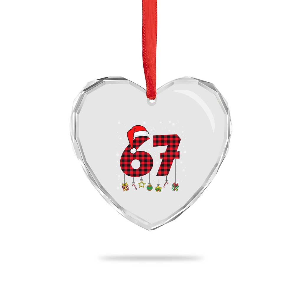 67 Christmas Heart Crystal Glass Ornament Funny Six Seven 6 7 Meme Gen Alpha Slang TS10 Print Your Wear