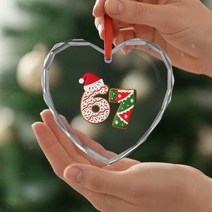 67 Christmas Heart Crystal Glass Ornament Funny Six Seven 6 7 Meme Pajamas Gen Alpha Slang TS10 Print Your Wear