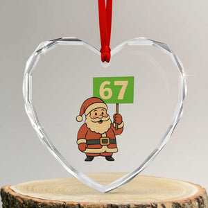 67 Christmas Heart Crystal Glass Ornament Funny Six Seven Meme Brainrot Santa Claus Boys TS10 Transparent Glass 3'' Heart Print Your Wear