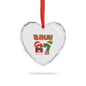 67 Christmas Heart Crystal Glass Ornament Six Seven Bruh Funny Boys Kids Meme Pajamas Gen Alpha Slang TS10 Print Your Wear
