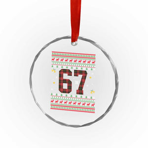 67 Christmas Red Plaid Crystal Glass Ornament Funny Six Seven Meme Holiday Vibes Graphic TS02 Print Your Wear