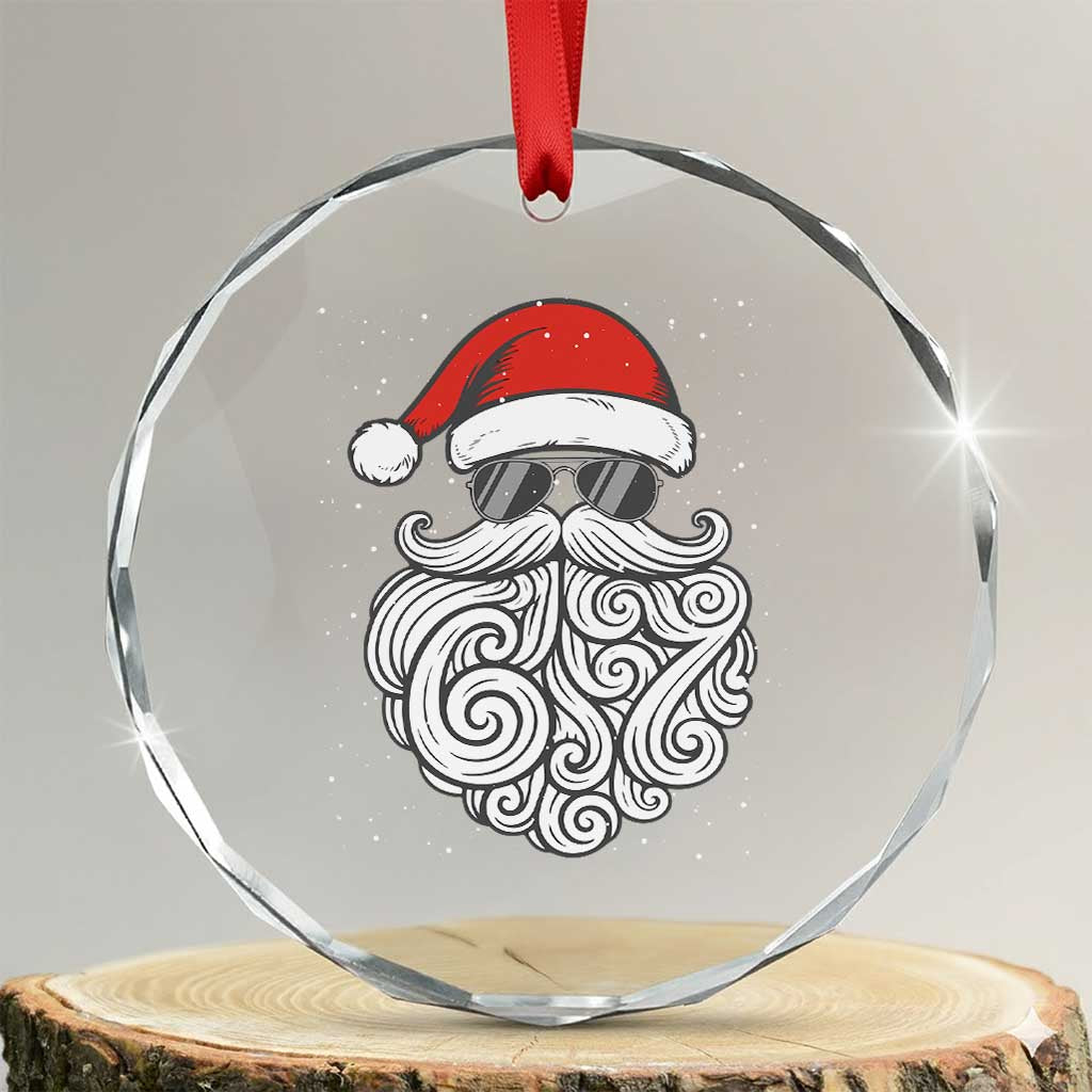 67 Christmas Santa Crystal Glass Ornament 6 7 Meme Pajamas Holiday Gen Alpha Slang Teen TS10 Transparent Glass 3'' Circle Print Your Wear