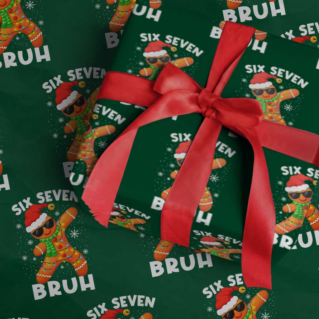 67 Christmas Six Seven Bruh Gingerbread Wrapping Paper Roll Funny Six Seven Meme Boys TS10 Green Print Your Wear