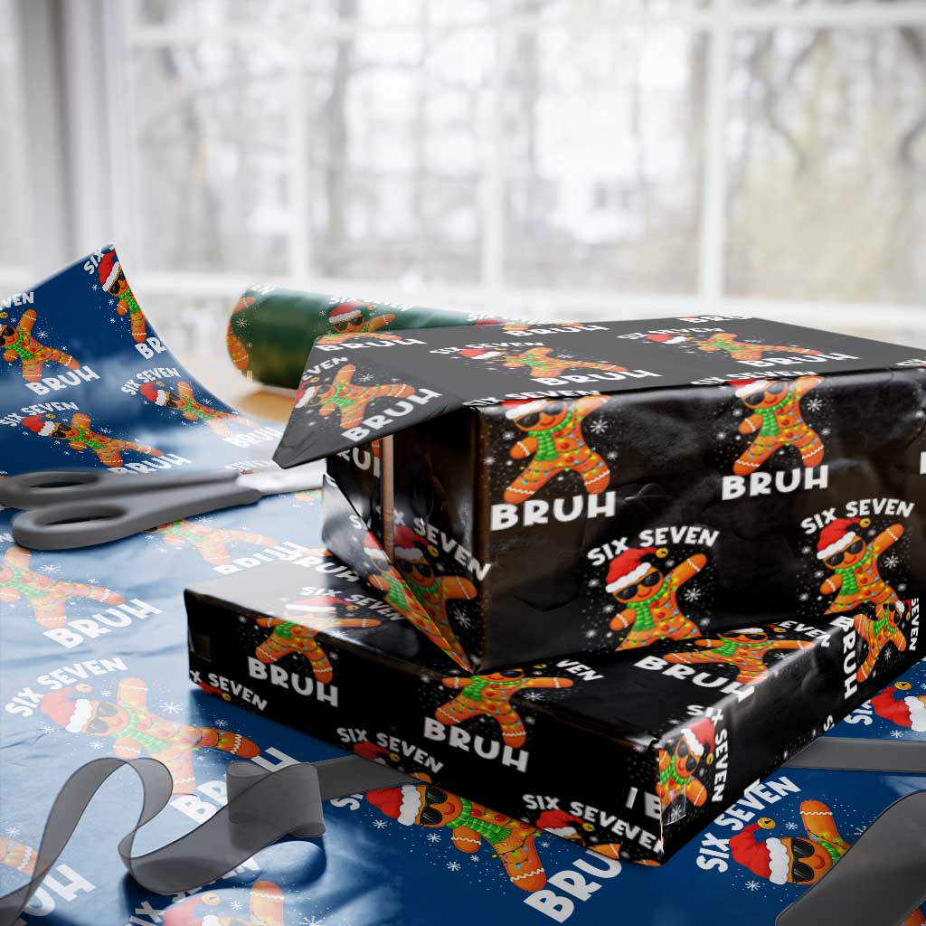 67 Christmas Six Seven Bruh Gingerbread Wrapping Paper Roll Funny Six Seven Meme Boys TS10 Black Print Your Wear