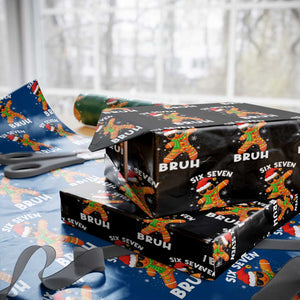 67 Christmas Six Seven Bruh Gingerbread Wrapping Paper Roll Funny Six Seven Meme Boys TS10 Black Print Your Wear