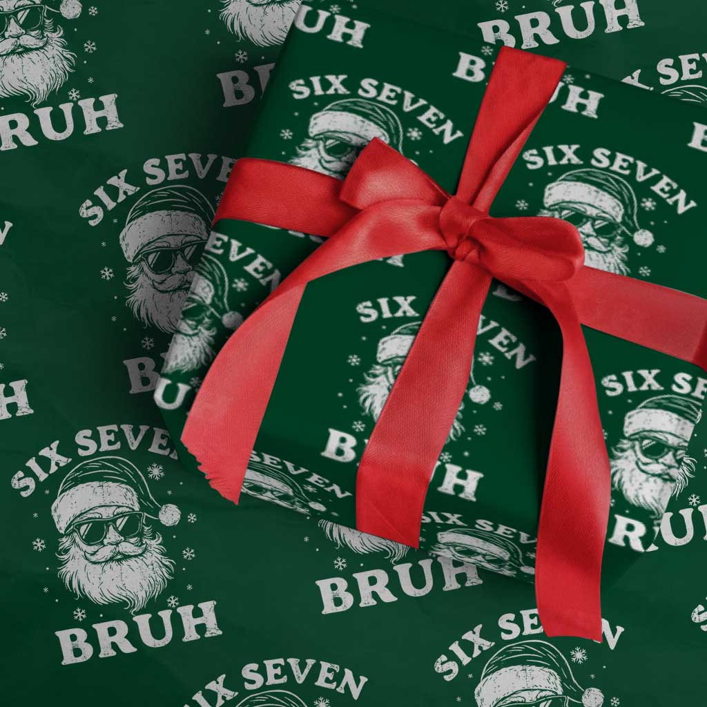67 Christmas Six Seven Bruh Wrapping Paper Roll Funny Santa 6 7 Meme TS10 Green Print Your Wear