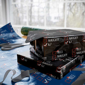 67 Christmas Wrapping Paper Roll Funny Nice Naughty Six Seven 6 7 Meme Brain Rot TS10 Black Print Your Wear