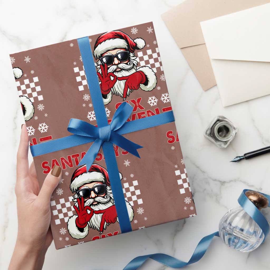 67 Christmas Wrapping Paper Roll Funny Santa Says Six Seven Meme Gen Alpha Slang TS11 Mocha Print Your Wear