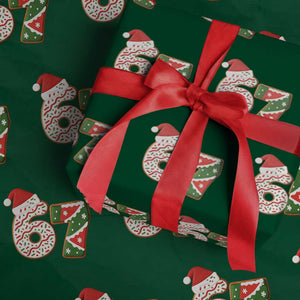 67 Christmas Wrapping Paper Roll Funny Six Seven 6 7 Meme Pajamas Gen Alpha Slang TS10 Green Print Your Wear