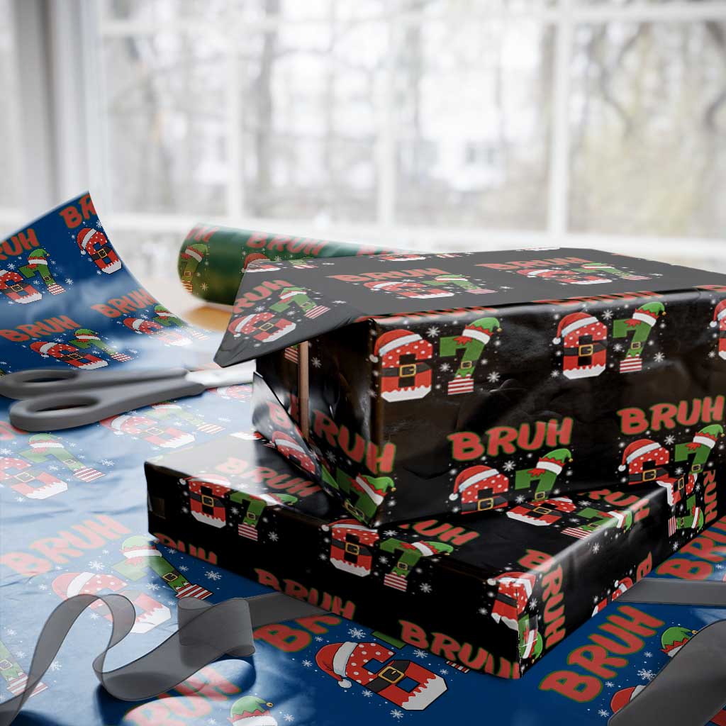 67 Christmas Wrapping Paper Roll Six Seven Bruh Funny Boys Kids Meme Pajamas Gen Alpha Slang TS10 Black Print Your Wear