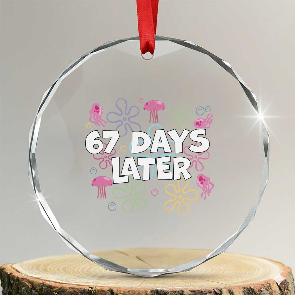 67 Days Later Crystal Glass Ornament Funny Six Seven 6 7 Meme Gen Alpha Slang Teacher Student TS10 Transparent Glass 3'' Circle Print Your Wear