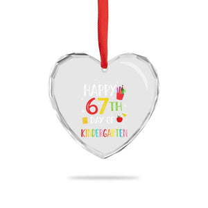 67 Days Of Kindergarten Heart Crystal Glass Ornament Happy 67th Day Of School Teachers Student Meme TS10 Print Your Wear