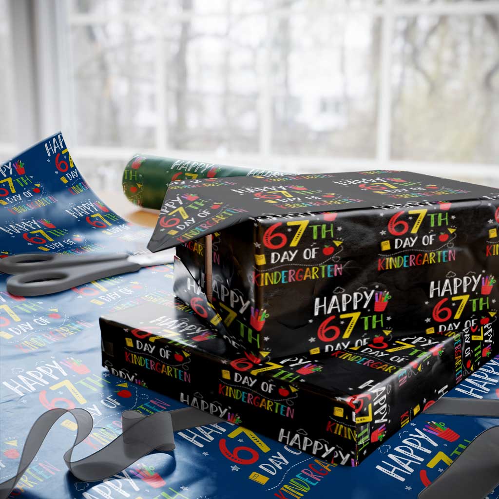 67 Days Of Kindergarten Wrapping Paper Roll Happy 67th Day Of School Teachers Student Meme TS10 Black Print Your Wear