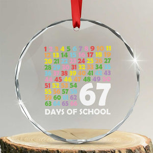 67 Days of School Crystal Glass Ornament Colorful Countdown Grid Milestone Classroom Fun TS02 Transparent Glass 3'' Circle Print Your Wear