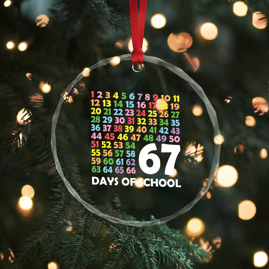 67 Days of School Crystal Glass Ornament Colorful Countdown Grid Milestone Classroom Fun TS02 Print Your Wear