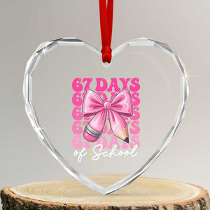 67 Days Of School Girls Coquette Bow Heart Crystal Glass Ornament Funny Six Seven Meme 67th Day TS10 Transparent Glass 3'' Heart Print Your Wear