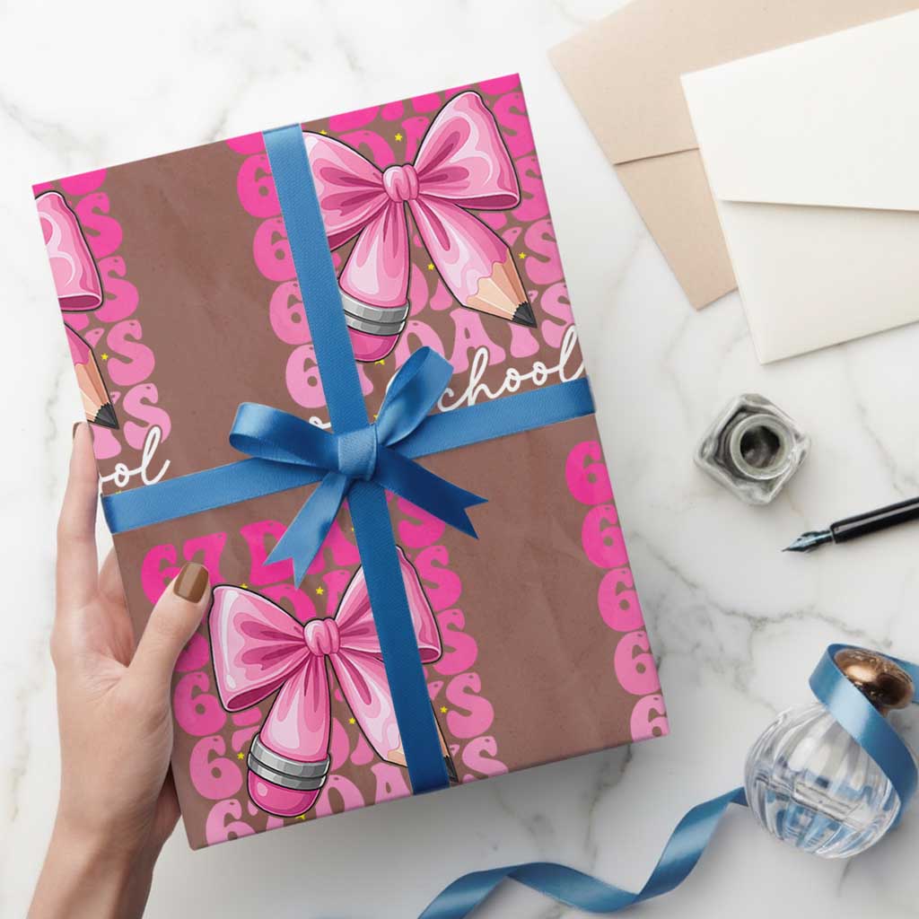 67 Days Of School Girls Coquette Bow Wrapping Paper Roll Funny Six Seven Meme 67th Day TS10 Mocha Print Your Wear