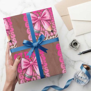 67 Days Of School Girls Coquette Bow Wrapping Paper Roll Funny Six Seven Meme 67th Day TS10 Mocha Print Your Wear