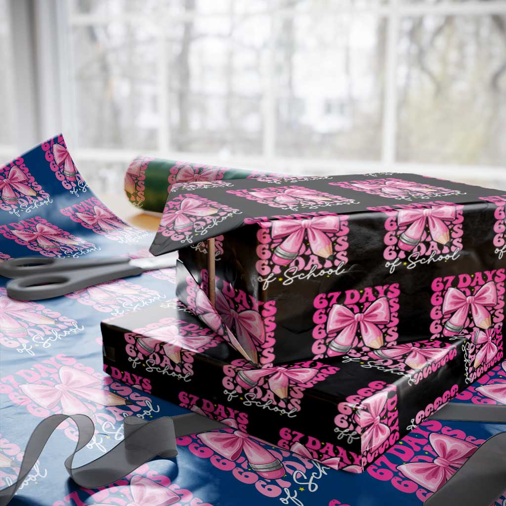 67 Days Of School Girls Coquette Bow Wrapping Paper Roll Funny Six Seven Meme 67th Day TS10 Black Print Your Wear