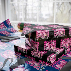 67 Days Of School Girls Coquette Bow Wrapping Paper Roll Funny Six Seven Meme 67th Day TS10 Black Print Your Wear