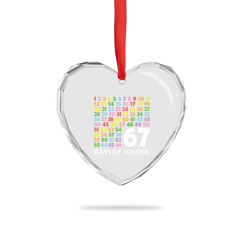 67 Days of School Heart Crystal Glass Ornament Colorful Countdown Grid Milestone Classroom Fun TS02 Print Your Wear