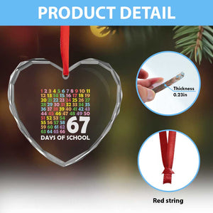 67 Days of School Heart Crystal Glass Ornament Colorful Countdown Grid Milestone Classroom Fun TS02 Print Your Wear