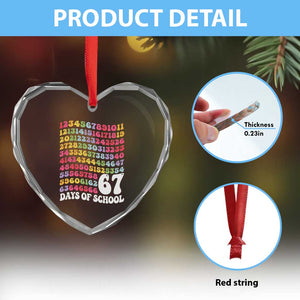 67 Days of School Heart Crystal Glass Ornament Funny Six Seven Meme Teacher Student Gen Alpha Slang TS10 Print Your Wear