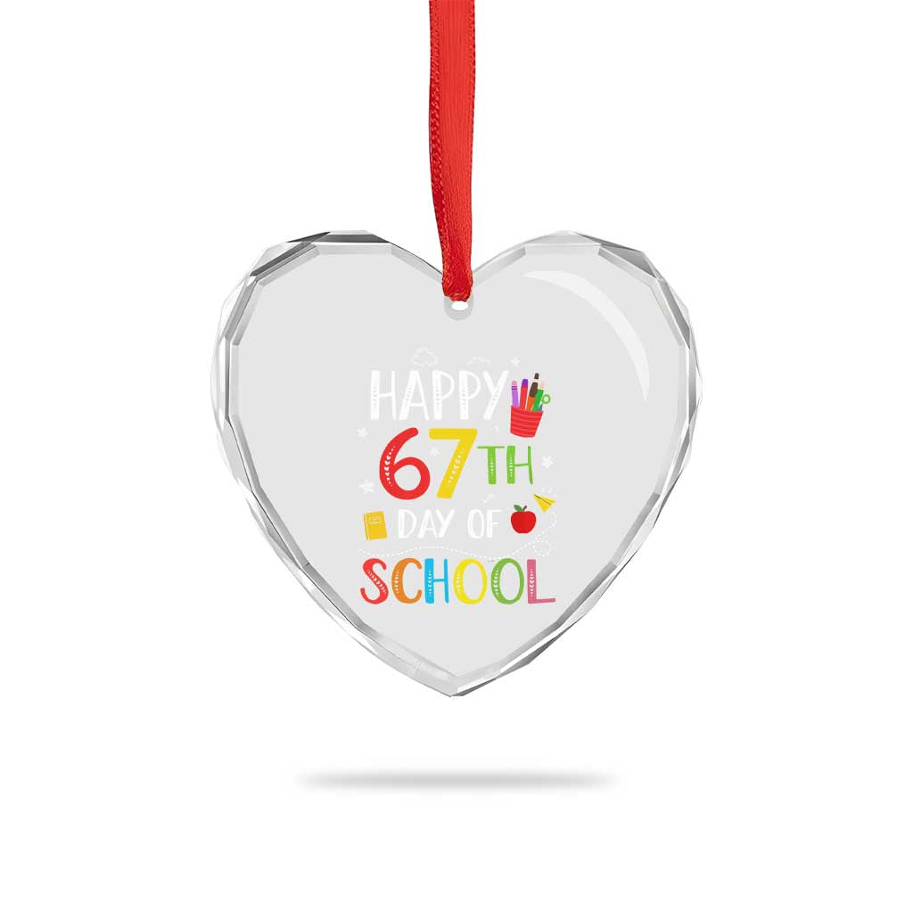 67 Days of School Heart Crystal Glass Ornament Happy 67th Day Of School Teachers Student Meme TS10 Print Your Wear