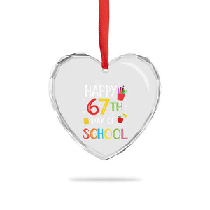 67 Days of School Heart Crystal Glass Ornament Happy 67th Day Of School Teachers Student Meme TS10 Print Your Wear