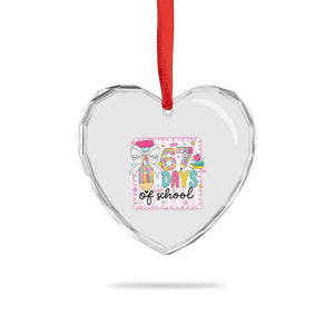 67 Days of School Heart Crystal Glass Ornament Six Seven Cute Girly Pencil and Bow for Students Teachers TS02 Print Your Wear
