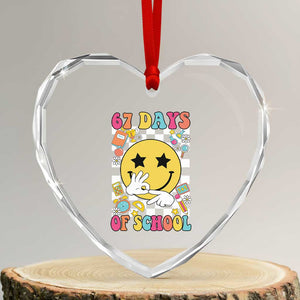 67 Days Of School Heart Crystal Glass Ornament Six Seven Meme Student Teacher TS11 Transparent Glass 3'' Heart Print Your Wear