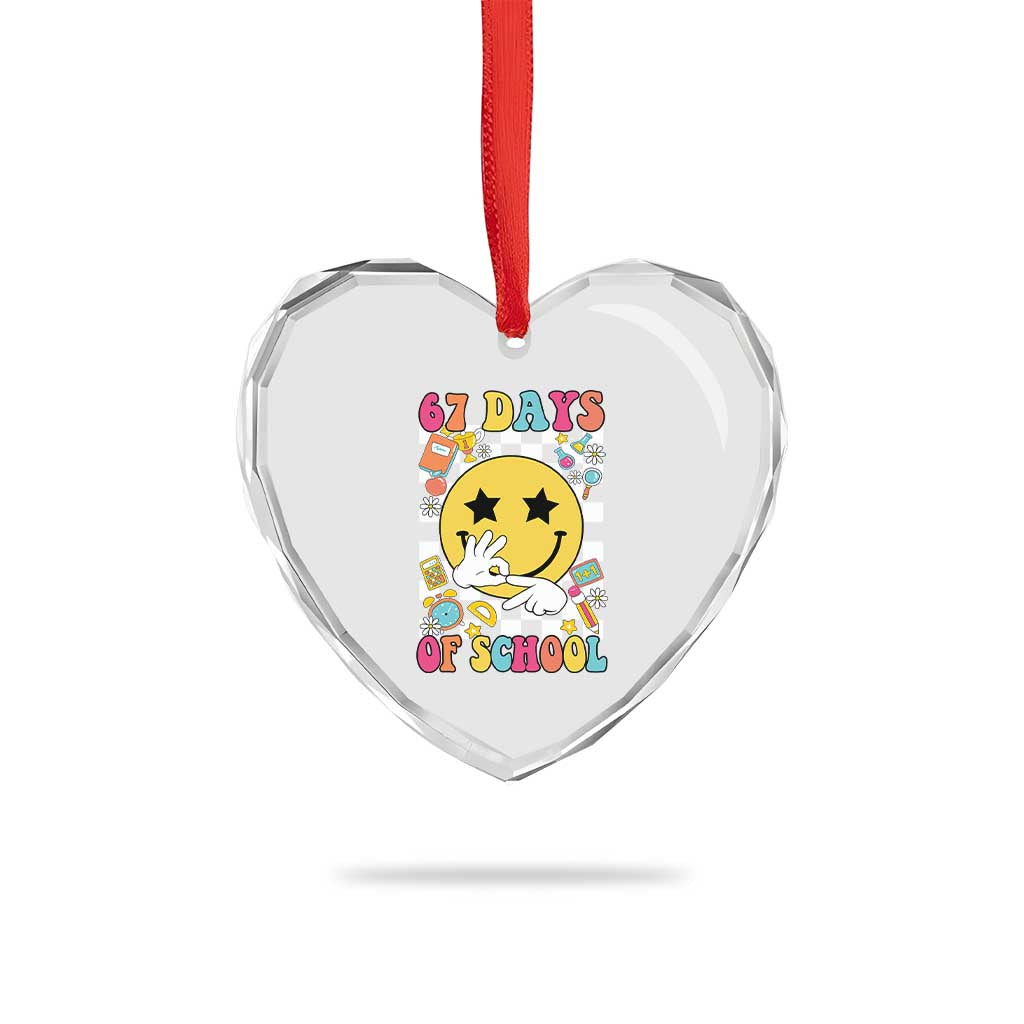 67 Days Of School Heart Crystal Glass Ornament Six Seven Meme Student Teacher TS11 Print Your Wear