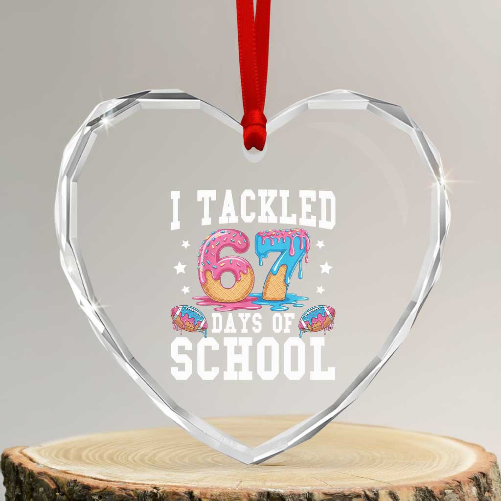 67 Days Of School Heart Crystal Glass Ornament Six Seven Sports American Football Ice Cream Drip TS14 Transparent Glass 3'' Heart Print Your Wear