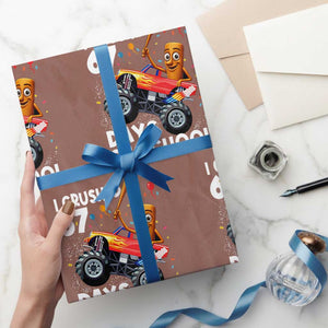 67 Days of School Monster Truck Wrapping Paper Roll 67th Day Boys Tung Tung Tung Sahur TS10 Mocha Print Your Wear