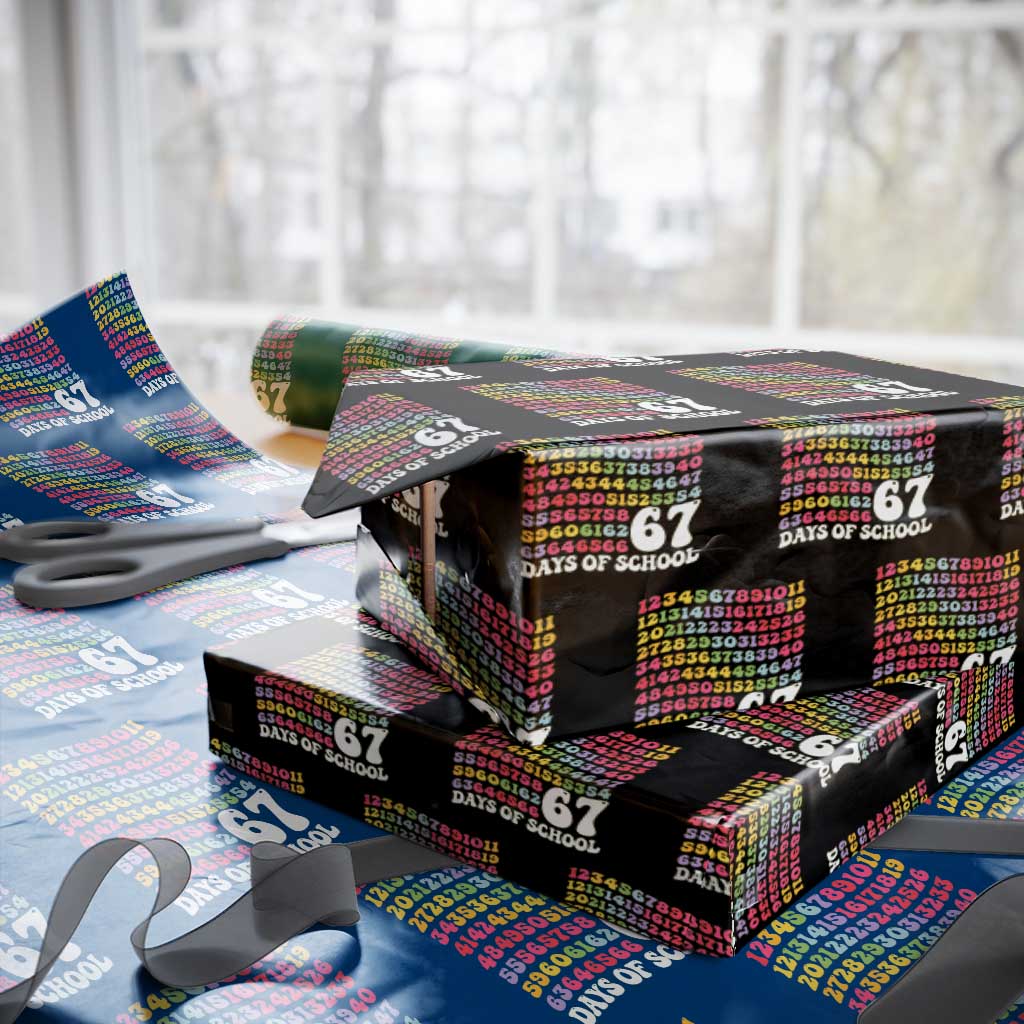 67 Days of School Wrapping Paper Roll Funny Six Seven Meme Teacher Student Gen Alpha Slang TS10 Black Print Your Wear